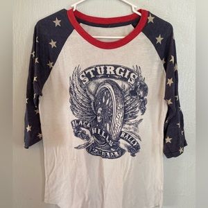 Sturgis 3/4 sleeve 4th of July- American flag- America- motorcycle
